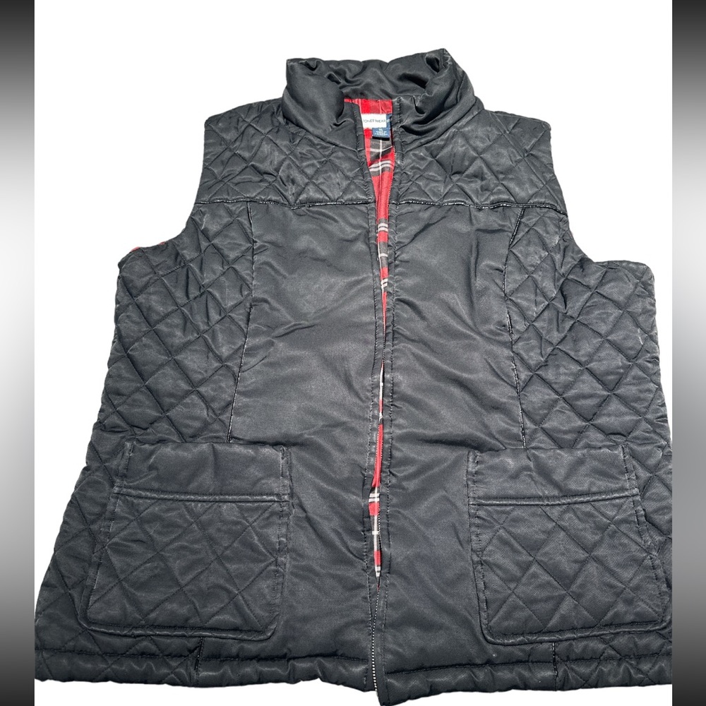 Jones New York Wear Studio Women's Black/ Plaid Winter Vest Size XL